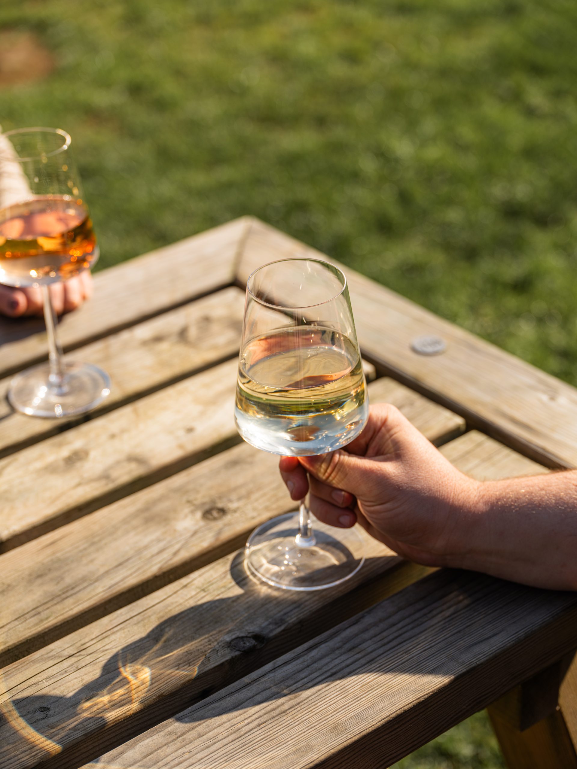 Glasses of Wine on the bench